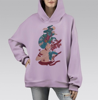 Я ощущаю, Hoodie Mono Fiolet, оверсайз, утепленная