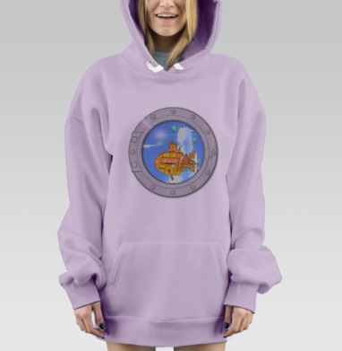 Яркая безумная подводная лодка в небе, Hoodie Mjhigh Dig Mel, Fiolet, утепленная