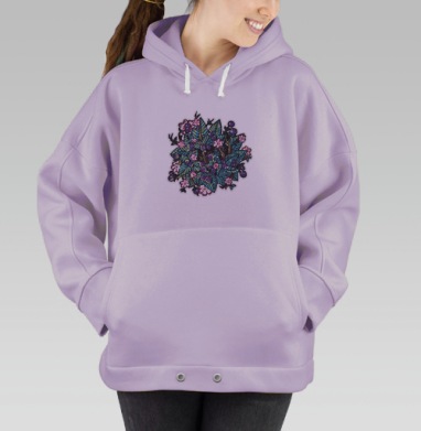 Яркая ботаническая наклейка с ягодами и цветами, Hoodie Oversize Fiolet