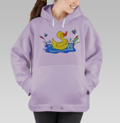 Яркая детская наклейка Уточка в пруду, Hoodie Oversize Fiolet