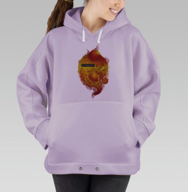 Яркая мандала «Я ЭКСПЕРИМЕНТАТОР» в огненных тонах, Hoodie Oversize Fiolet