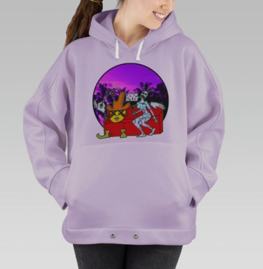 Яркая сюрреалистическая картина в стиле нео-поп-арт, Hoodie Oversize Fiolet
