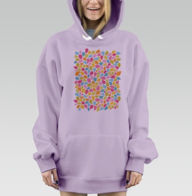 Яркий абстрактный узор из разноцветных капель, Hoodie Mjhigh Dig Mel, Fiolet, утепленная