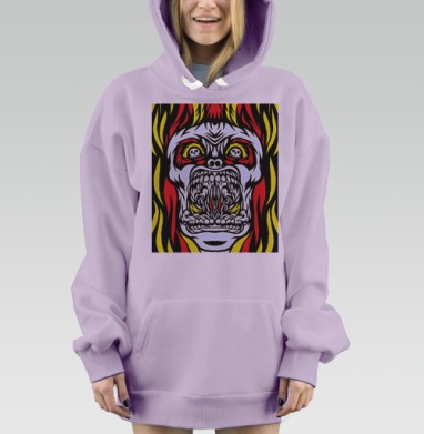 Яркий череп с огненными глазницами, Hoodie Mjhigh Dig Mel, Fiolet, утепленная
