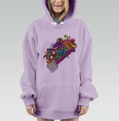 Яркий городской шопинг в стиле граффити, Hoodie Mjhigh Dig Mel, Fiolet, утепленная
