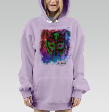 Яркий волк в маске рестлера с иронией, Hoodie Mjhigh Dig Mel, Fiolet, утепленная