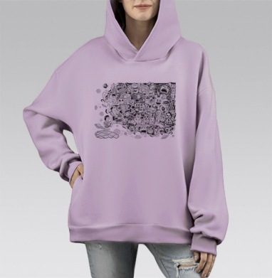 Ящик пандоры, Hoodie Mono Fiolet, оверсайз, утепленная