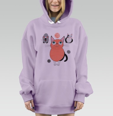 Забавные коты, Hoodie Mjhigh Dig Mel, Fiolet, утепленная