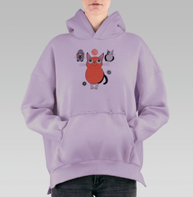 Забавные коты, Hoodie Oversize Fiolet, утепленная