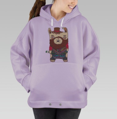 Забавный зверь с бородой в ярких штанах, Hoodie Oversize Fiolet