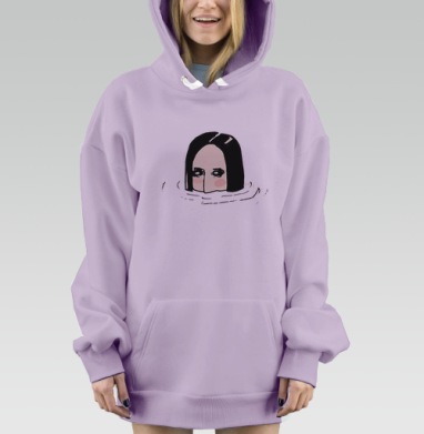 Загадочная Голова в Воде – Минимализм и Тайна, Hoodie Mjhigh Dig Mel, Fiolet, утепленная