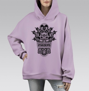 Захватчики 2, Hoodie Mono Fiolet, оверсайз, утепленная