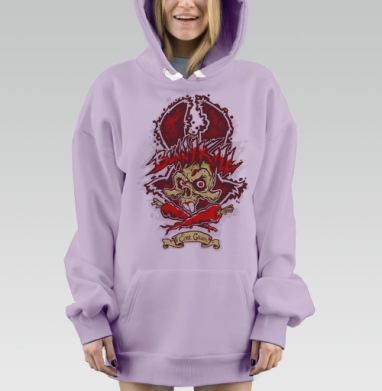 Заяц убийца зомби кролик морковь skull, Hoodie Mjhigh Dig Mel, Fiolet, утепленная