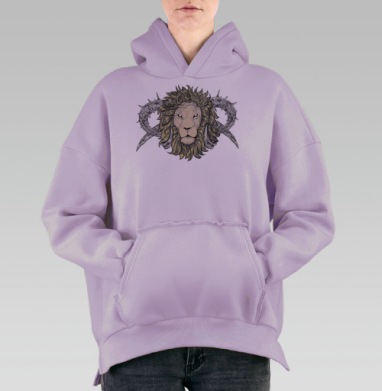 Зодиак Лев-Телец, Hoodie Oversize Fiolet, утепленная