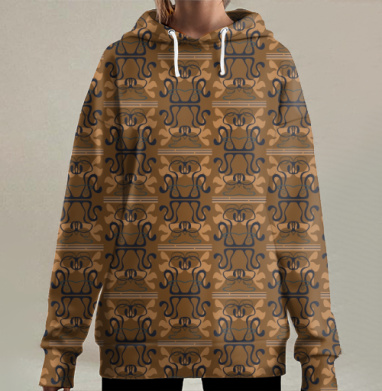 Африканские мотивы., Hoodie Long Oversize 3D