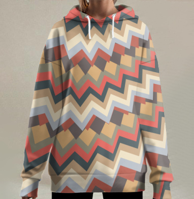 Зубчатое ретро., Hoodie Long Oversize 3D