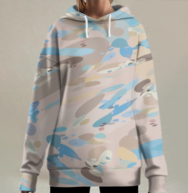 Абстракция. Камни и море., Hoodie Long Oversize 3D