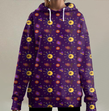 Сказочная ночь., Hoodie Long Oversize 3D