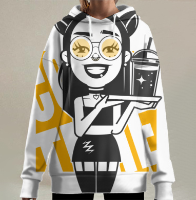 Арт и кофе, Hoodie Long Oversize 3D