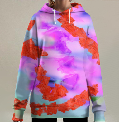 Яркое настроение., Hoodie Long Oversize 3D