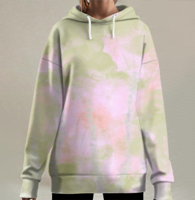 Абстракция. Весенний лес., Hoodie Long Oversize 3D